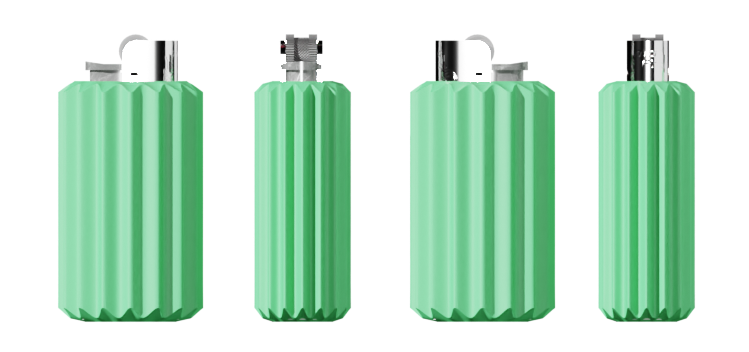 Four rendered angles of the star lighter case